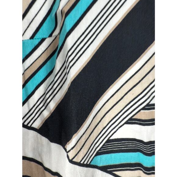 Dana Buchman Size S Abstract Striped V Neck Top 3/4 Sleeve Button Shirt Casual - Picture 2 of 10